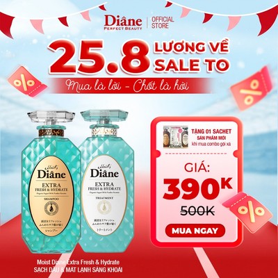 [LIVE] Combo dầu gội dầu xả sạch dầu và tươi mát da đầu Moist Diane Extra Fresh & Hydrate 450ml*2