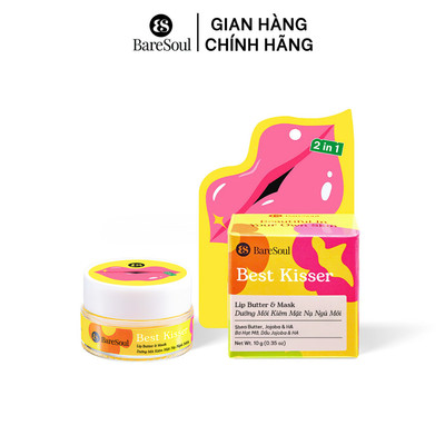 Mặt nạ ngủ môi kiêm son dưỡng môi, dưỡng ẩm hỗ trợ cấp ẩm, mềm mượt môi Baresoul Best Kisser Lip Butter & Mask 10g