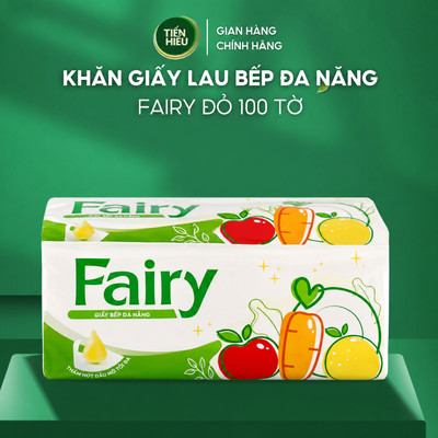 (Bao Bì Mới) Giấy Bếp Đa Năng FAIRY Đỏ Cao Cấp Mềm Mịn Thấm Hút Dầu Tốt Lau Chùi Tiện Lợi 100 Tờ