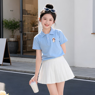 Áo polo bé gái in hình CÔ GÁI ÔM MÈO chất thun cotton Loza Mã: PL3647