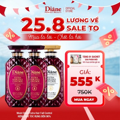 Bộ 2 gội 1 xả giảm rụng tóc đến 96% giảm gàu mẩn đỏ da đầu Moist Diane Extra Hair Fall Control