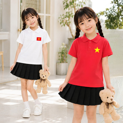 Áo polo bé gái in nhiều hình Cờ Đỏ Sao Vàng, Việt nam chất thun cotton Loza Mã: PL009