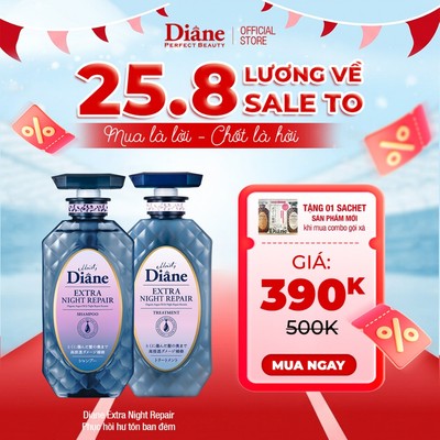 [LIVE] Combo dầu gội dầu xả phục hồi tóc hư tổn dưỡng tóc ban đêm Moist Diane Extra Night Repair