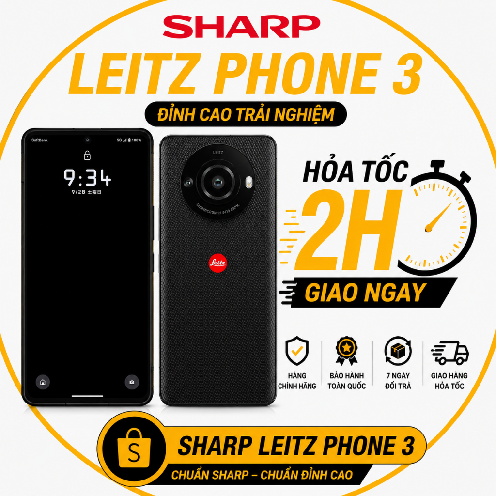 ĐIỆN THOẠI SHARP LEICA PHONE 3 MÁY ĐẸP NGUYÊN ZIN NHƯ MỚI RAM 12/512G CHÍP SNAPDRAGON 8 GEN 2 CỰC MẠ