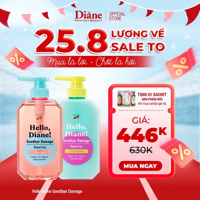 [LIVE] Combo dầu gội dầu xả phục hồi tóc mềm mượt giữ màu tóc nhuộm Hello, Diane! Goodbye Damage