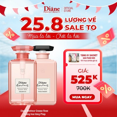 [LIVE] Combo dầu gội dầu xả phục hồi hư tổn dưỡng tóc bồng mượt Diane Bonheur Grasse Rose 500ml*2