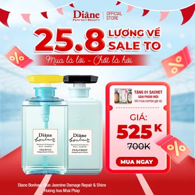 [LIVE] Combo dầu gội dầu xả dưỡng tóc bóng mượt Diane Bonheur Blue Jasmine Damage Repair & Shine