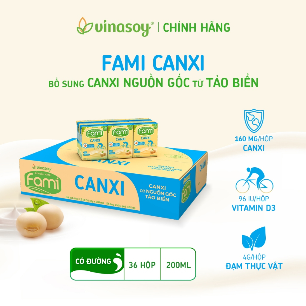 Thùng sữa đậu nành Fami Canxi có đường