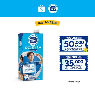 Hộp Sữa Tươi Tiệt Trùng Dutch Lady Không Đường 965ml
