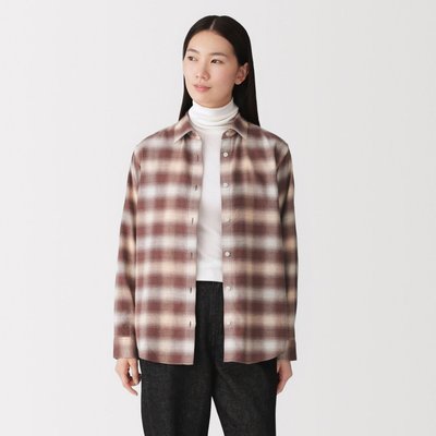 [26AW] MUJI Áo Sơ Mi Nữ Vải Flannel Tay Dài