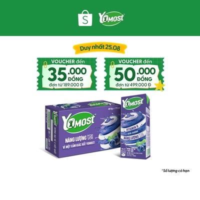 Thùng 48 Hộp Sữa Chua Lên Men Tự Nhiên Yomost Bạc Hà - Việt Quất (170ml/Hộp)
