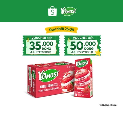 Thùng 48 Hộp Sữa Chua Lên Men Tự Nhiên Yomost Vị Dâu (170ml/Hộp)