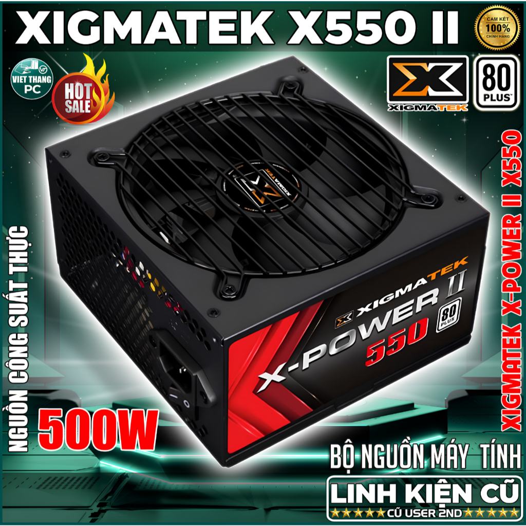 Nguồn máy tính Xigmatek X-Power II 550 X550 Công suất thực 500W Nguồn cũ đã qua sử dụng ( Cũ - 2nd )