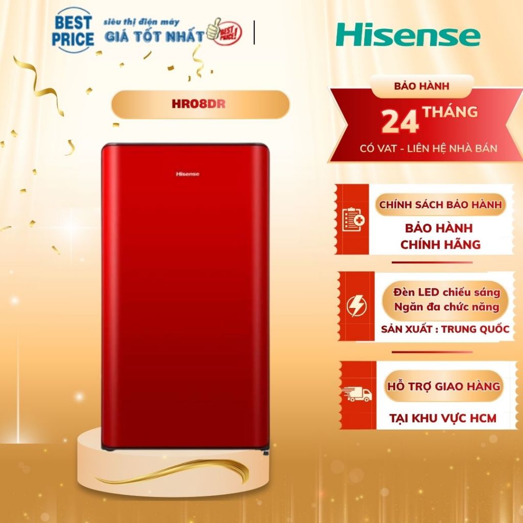 HR08DR Tủ lạnh mini 83 lít Hisense dùng cá nhân, tiết kiệm điện, có ngăn đông riêng HR08DR