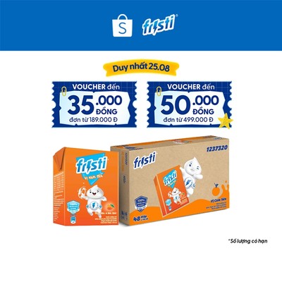 Thùng 48 Hộp Thức Uống Từ Sữa Chua Lên Men Tự Nhiên Fristi Vị Cam Sữa (48x100ml)