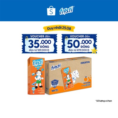 Thùng 48 Hộp Thức Uống Từ Sữa Chua Lên Men Tự Nhiên Fristi Vị Cam Sữa 180ml (48x180ml)