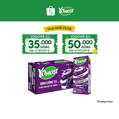Thùng 48 Hộp Sữa Chua Lên Men Tự Nhiên Yomost Hương Nho 48x170ml