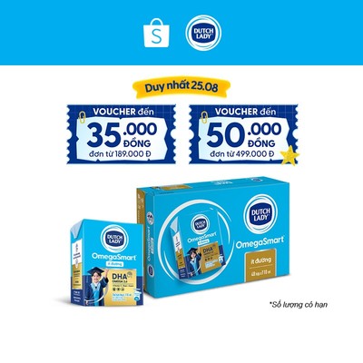 Thùng 48 Hộp Sữa Dinh Dưỡng Dutch Lady OmegaSmart Ít Đường 48x110ml