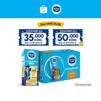 Thùng 48 Hộp Sữa Dinh Dưỡng Dutch Lady OmegaSmart Ít Đường 48x180ml