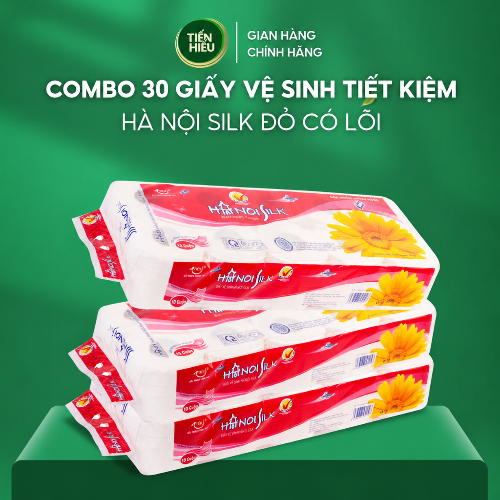 COMBO Giấy Vệ Sinh Xanh Dương Đỏ Hanoi Silk 3 Lớp Không Lõi Và Có Lõi Siêu Tiết Kiệm