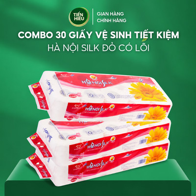 COMBO Giấy Vệ Sinh Xanh Dương Đỏ Hanoi Silk 3 Lớp Không Lõi Và Có Lõi Siêu Tiết Kiệm