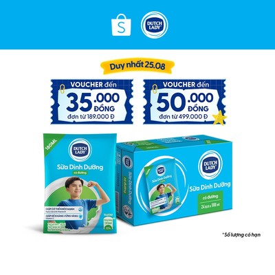 Thùng 24 Bịch Sữa Dinh Dưỡng Dutch Lady Có Đường 24x180ml