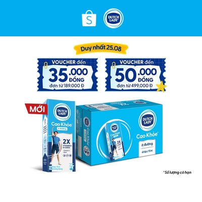 Thùng 48 Hộp Sữa Dinh Dưỡng Dutch Lady Cao Khỏe Ít Đường 48x170ml