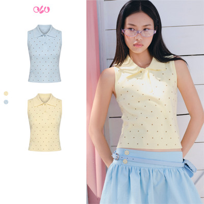 Áo polo nữ OLV dệt kim chấm bi Knit Dot Polo Top phù hợp đi chơi, đi học