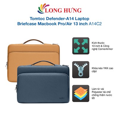 Túi xách chống sốc Tomtoc Defender-A14 Laptop Briefcase Macbook Pro/Air 13 inch A14C2 - Hàng chính hãng