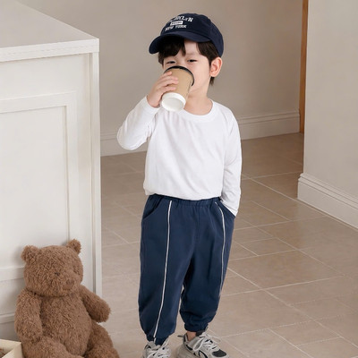 Quần dài cotton Beemo bo gấu phối line năng động, khoẻ khoắn cho bé mặc đi học, đi chơi từ 9-24kg 6284QDB