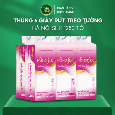 Thùng 6 Bịch Giấy Rút Treo Tường HANOISILK Bền Dai Tiết Kiệm Từ Bột Giấy Nguyên Chất, 1280 Tờ [TẶNG KÈM MÓC TREO]
