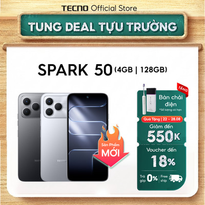 Điện thoại TECNO SPARK 50 (4+8)GB/128GB - Pin 6700mAh | Camera AI 50MP | IP64 | Màn hình 6.78” 120Hz | NFC