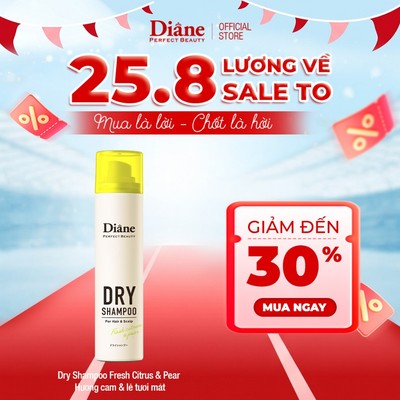 Dầu gội khô sạch dầu tơi tóc không bết dính Diane Perfect Beauty Dry Shampoo Fresh Citrus & Pear
