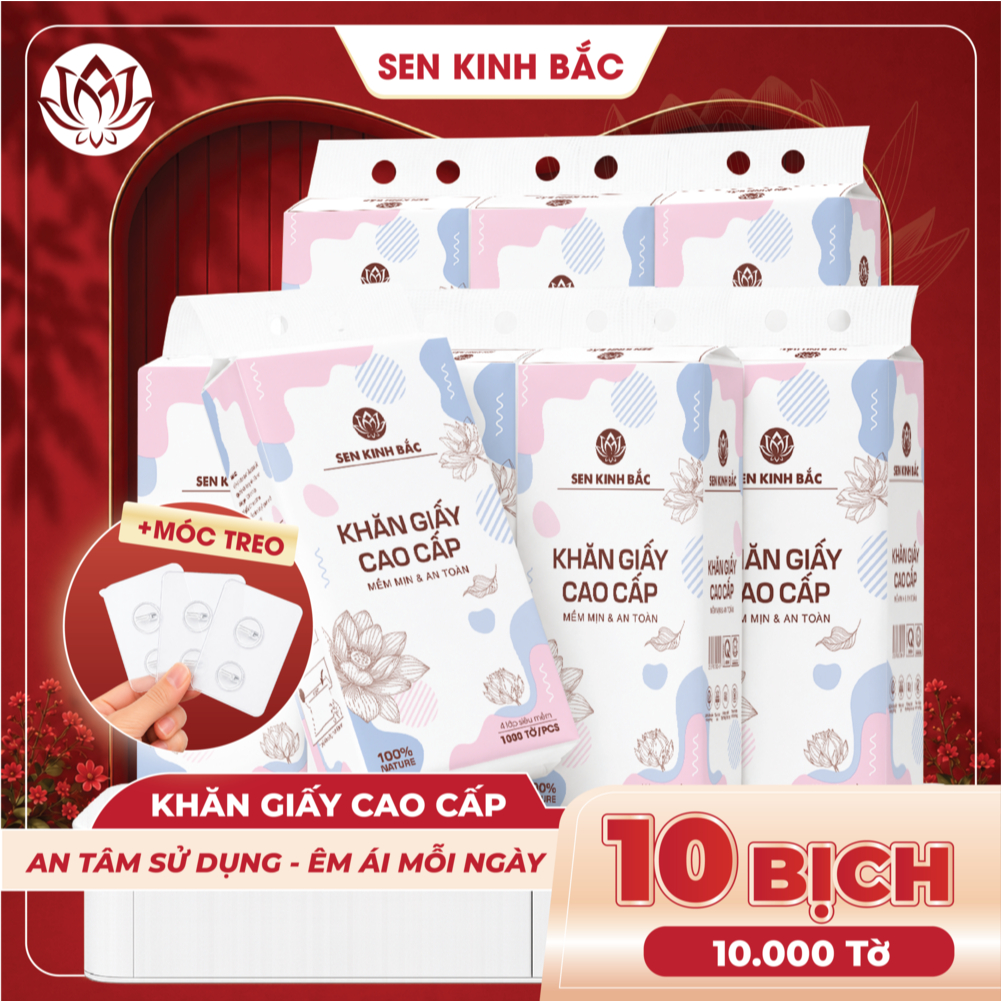 Giấy Treo Tường Sen Kinh Bắc 1000 tờ 4 lớp mềm mịn, thành phần bột gỗ tự nhiên 100%