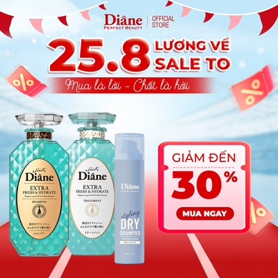 Dầu gội dầu xả sạch dầu Moist Diane Extra Fresh & Hydrate + Dầu gội khô Diane Dry Shampoo