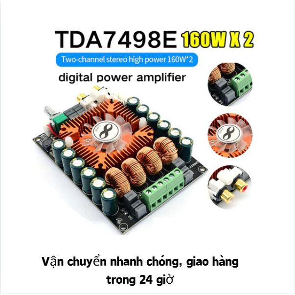 TDA7498E 2x160W Hi-Fi Digital Stereo Amplifier Board, Support BTL Mono 220W, DC 24-36V, 4-8 Ohm