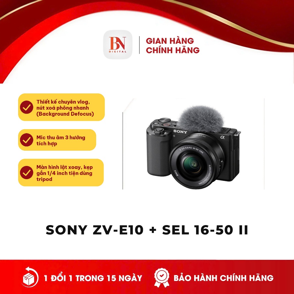 [ Bảo hành 24 tháng ] Sony ZV-E10 + Sel 16-50 II Black / White | Chính Hãng. ZVE10, ZV-E10