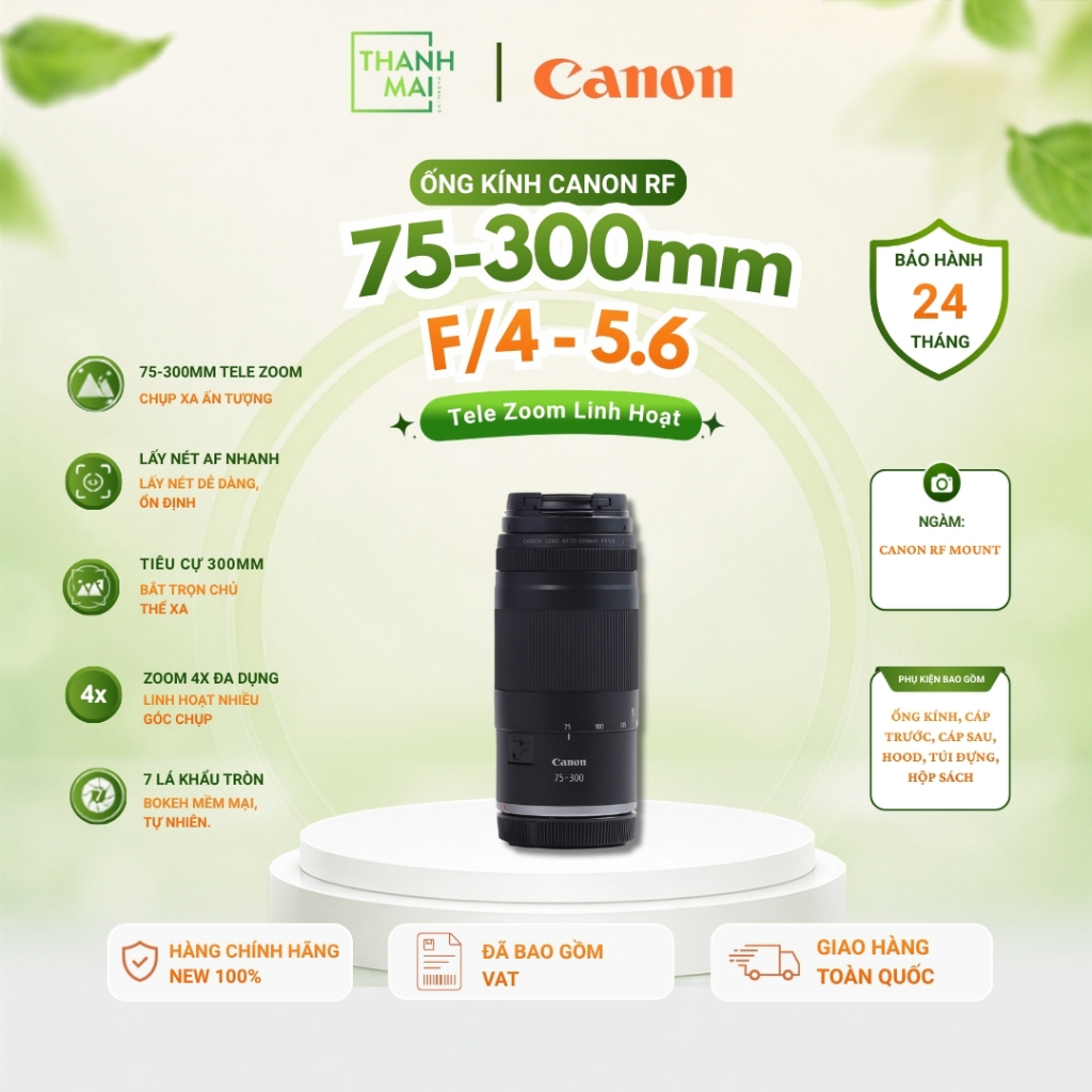 Ống kính Canon RF 75-300mm F4-5.6 | Chính hãng