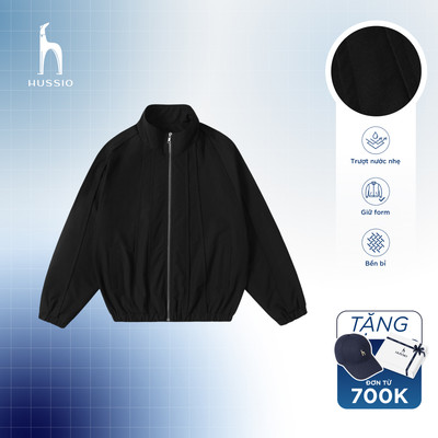 [MÀU ĐEN] Áo Khoác Dù Nhám Nam Form Up Boxy Tôn Dáng, Chất Liệu Dày Dặn Trượt Nước Cản Gió Cao Cấp - HUSSIO