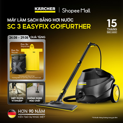 [GIỚI HẠN] Máy làm sạch bằng hơi nước Karcher SC 3 Easyfix Go!Further - Công suất 1900W - Bảo hành đến 15 tháng