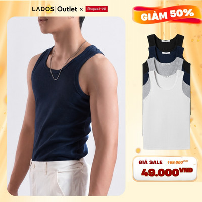 [XẢ KHO GIẢM 50%] Áo thun ba lỗ vải thun gân borip siêu mềm LADOS-19172 100% cotton thoáng mát phong cách Hàn Quốc