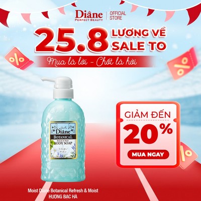 Sữa Tắm Dưỡng Ẩm Da Khô Mềm Mịn Da Hương Bạc Hà Moist Diane Botanical Refresh & Moist 500ml