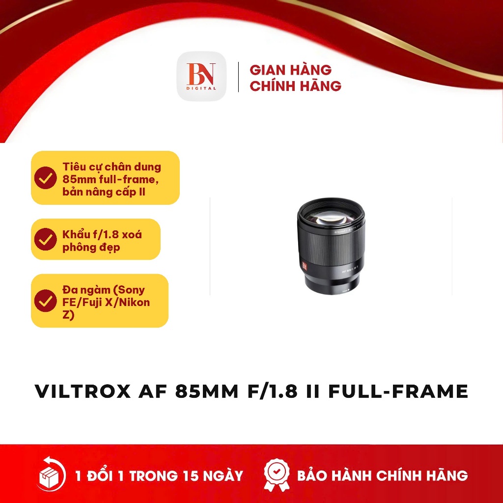 Bảo hành 12 tháng] Ống kính Viltrox AF 85mm f/1.8 II Full Frame For Sony FE / Fujifilm XF / Nikon Z 
