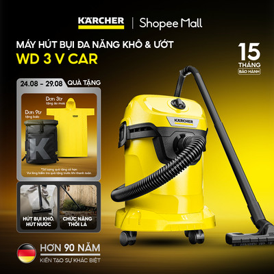 Máy hút bụi đa năng khô và ướt Karcher WD 3 V Car - Công suất 1000W - Dùng cho gia đình và ô tô