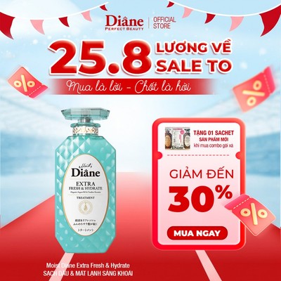 Dầu xả Sạch dầu tươi mát da đầu giảm gàu Moist Diane Extra Fresh & Hydrate 450ml*2