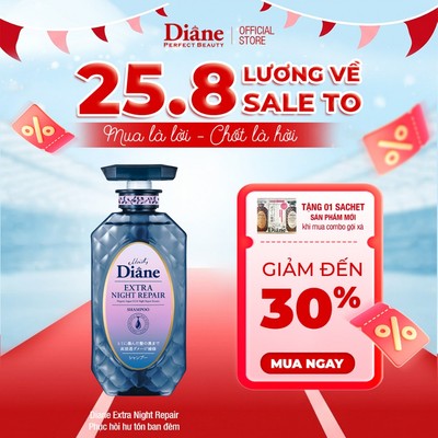Dầu gội phục hồi hư tổn chuyên sâu và ngăn ngừa lão hóa tóc Moist Diane Extra Night Repair 450ml