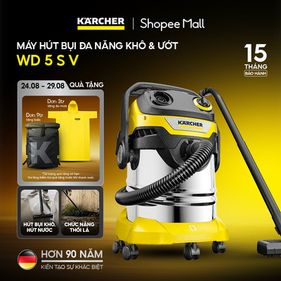[Sản xuất Châu Âu] Máy hút bụi đa năng khô và ướt Karcher WD 5 S - Công suất 1100W - Tích hợp chức năng thổi