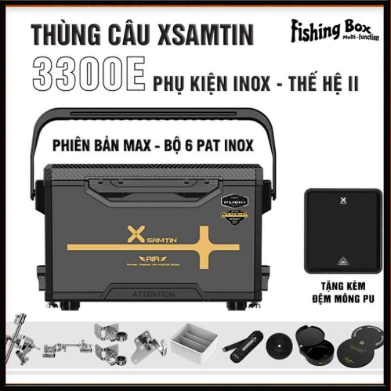 Thùng Câu Xsamtin 3300E Phụ Kiện INOX Thế hệ II