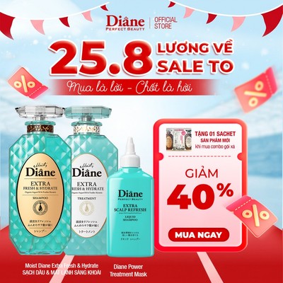 Combo Dầu Gội Xả Sạch Sâu Dưỡng Ẩm Tóc & Da Đầu Diane Perfect Beauty Extra Scalp Refresh Liquid