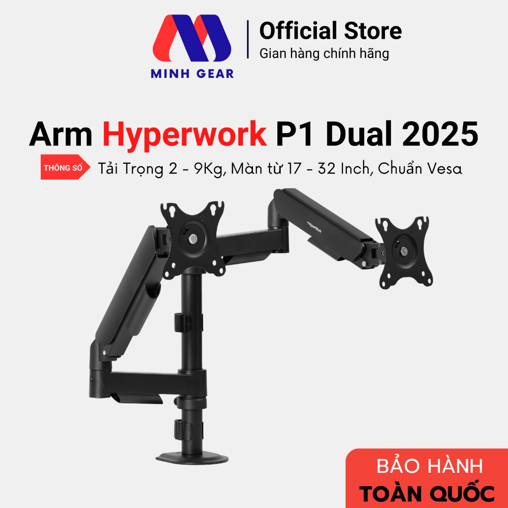 Giá đỡ màn hình HyperWork P1 Dual 2025 ( Hàng Chính Hãng )